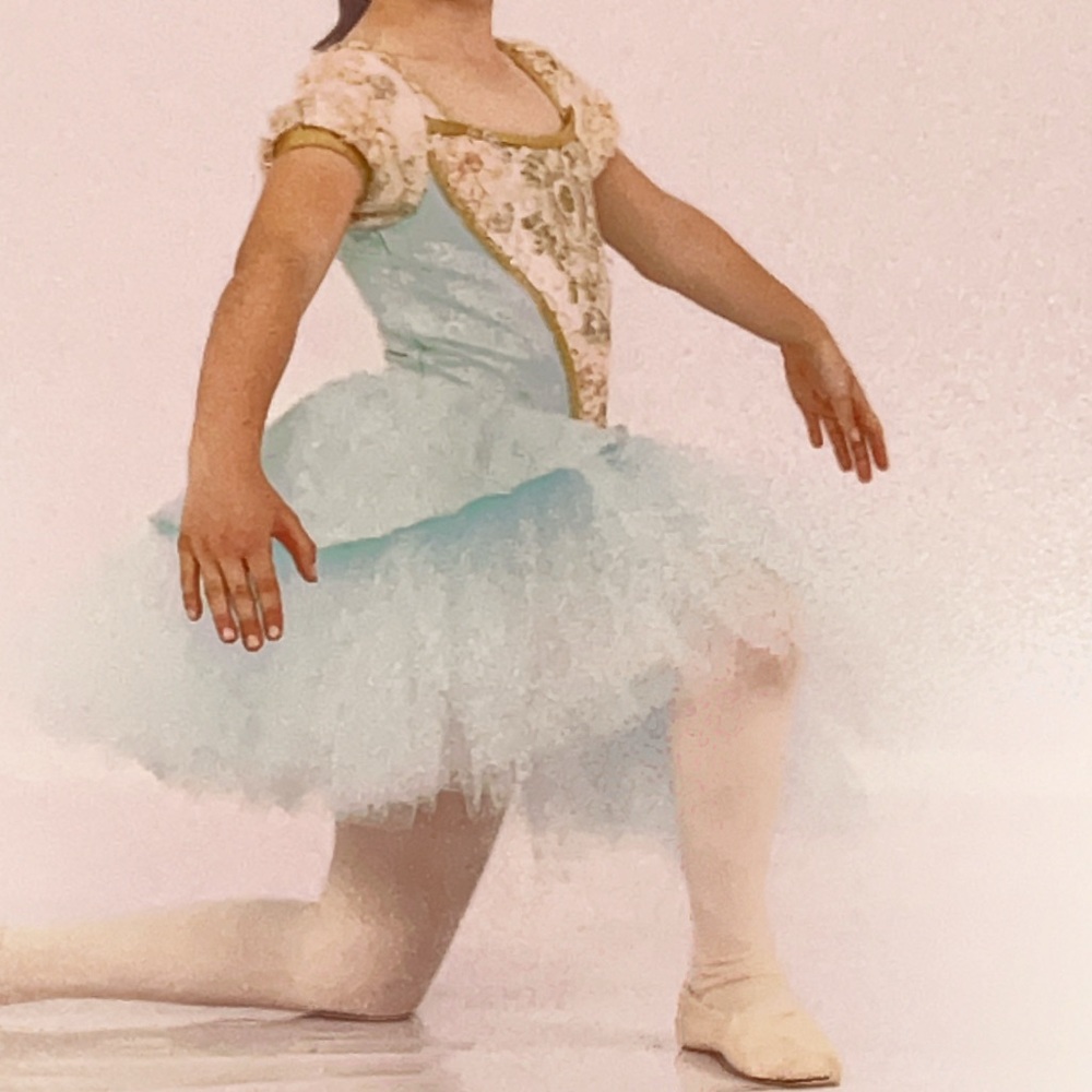 Charming Kids Fairy Costume with Gold and Aqua Details